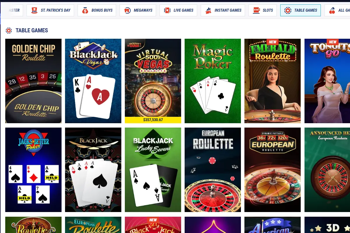 Best table games at Tikitaka Casino