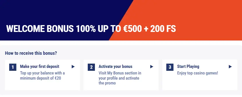 Tikitaka welcome bonus steps €500 200 free spins