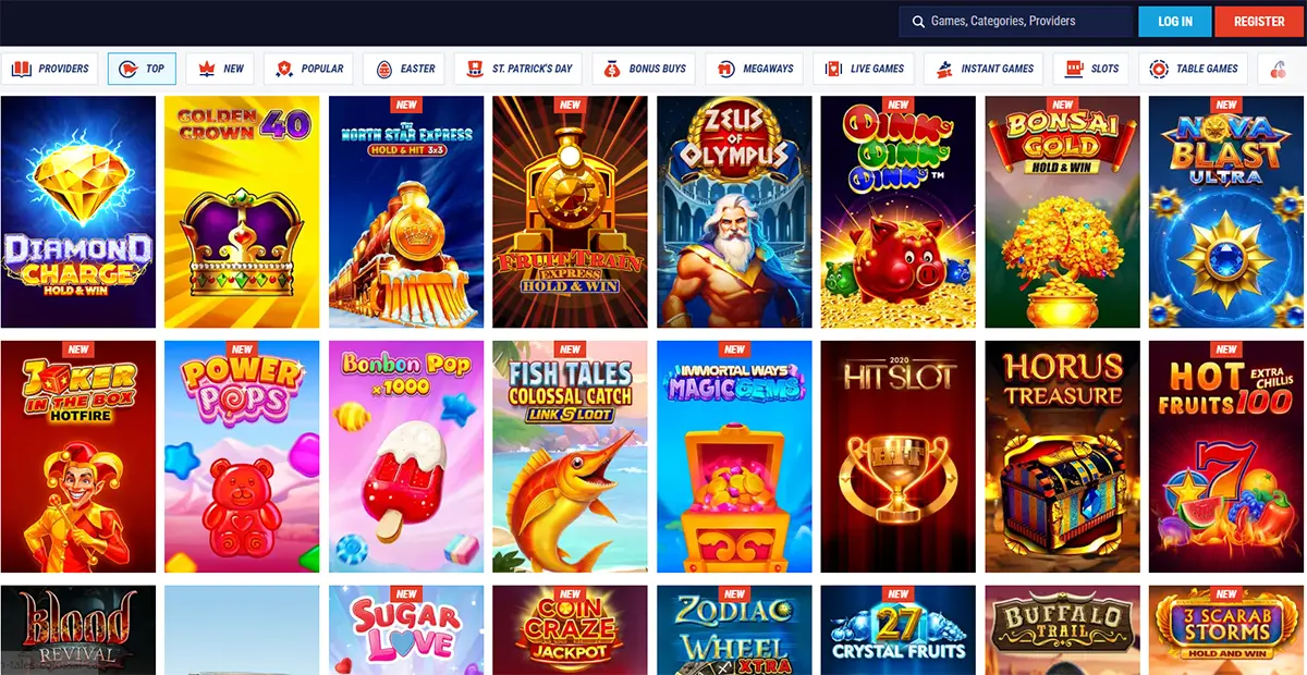 Tikitaka casino game lobby slots live table games